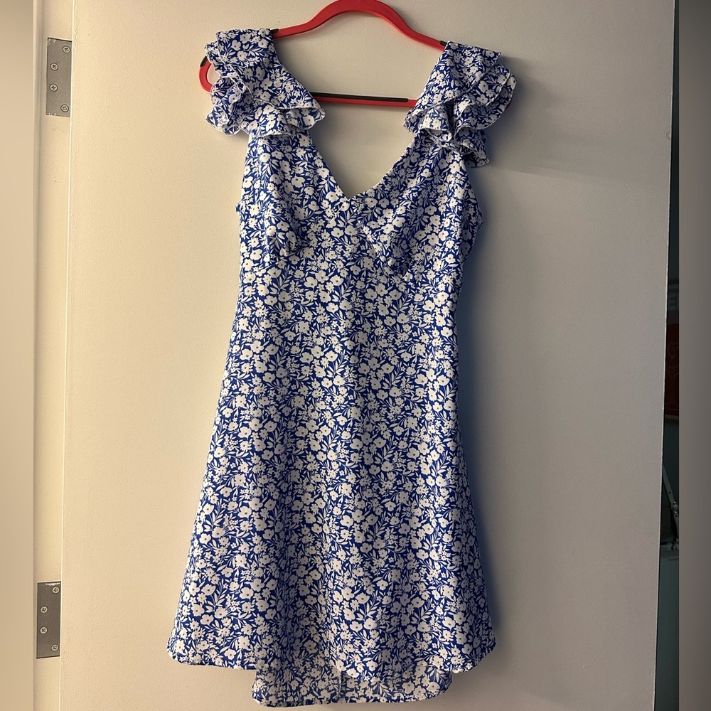 Altar'd State Blue and White Floral Mini Dress